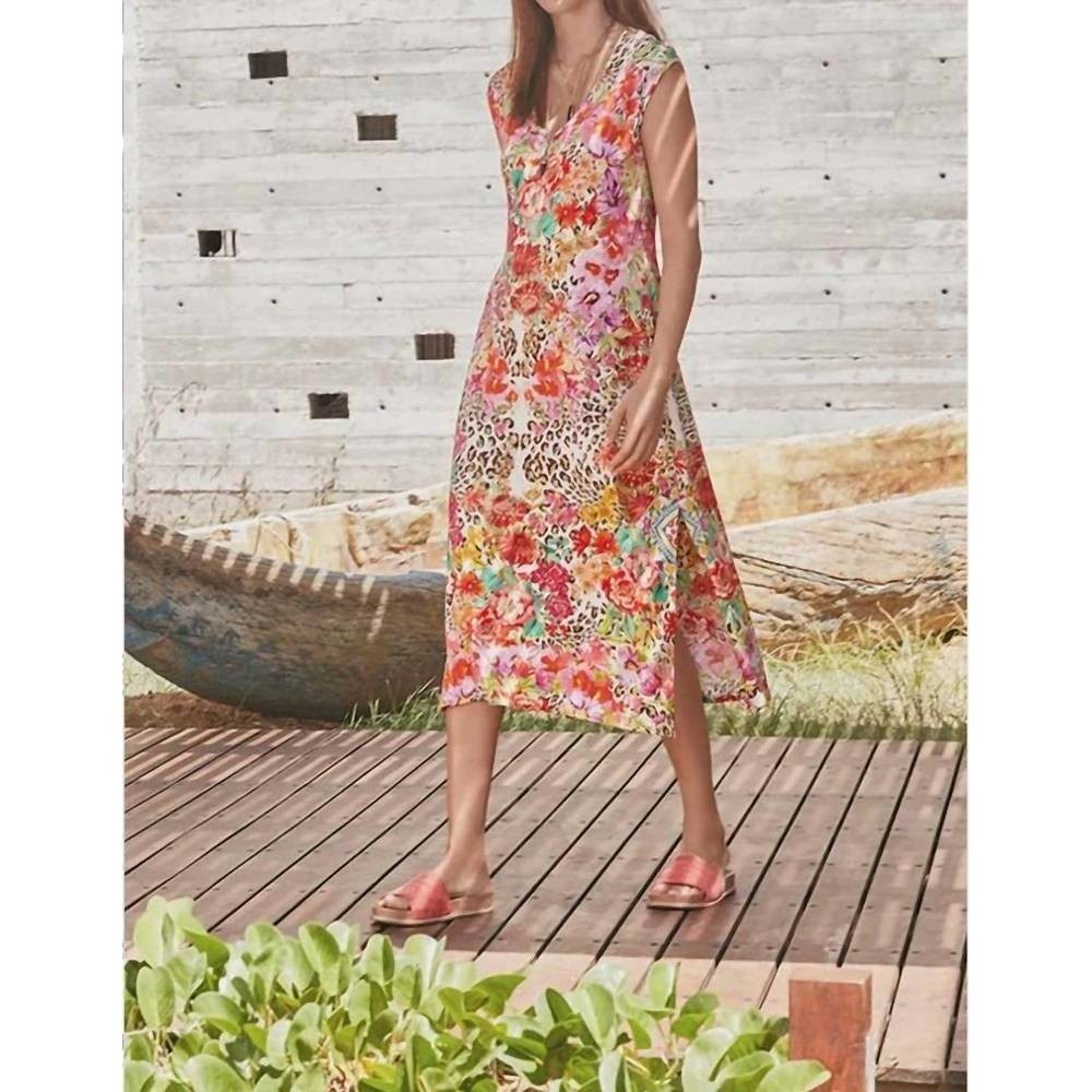 Johnny Was Wild Garden High Slit Knit Midi Dress Size Medium